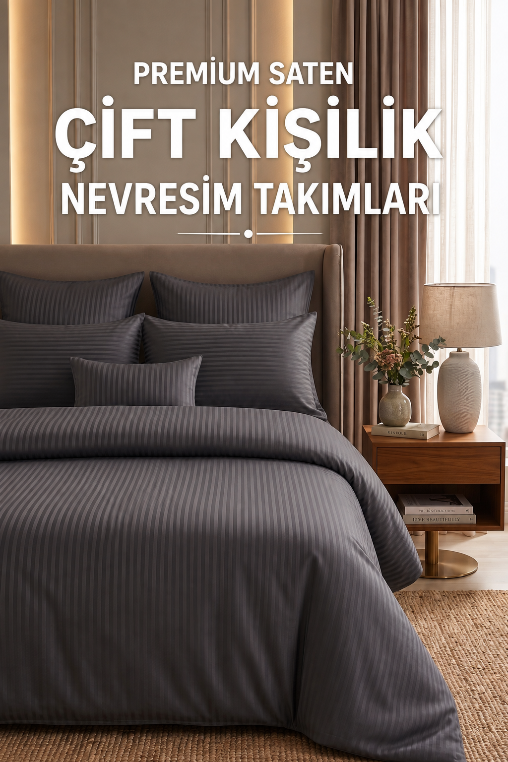 Premium Çift Kişilik  Özel Renklendirilmiş Saten Nevresim Takımı