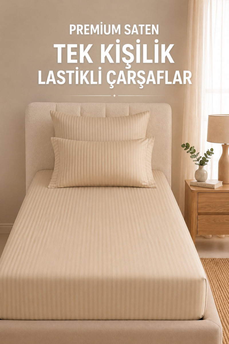 Premium Saten Tek Kişilik Lastikli Çarşaflar