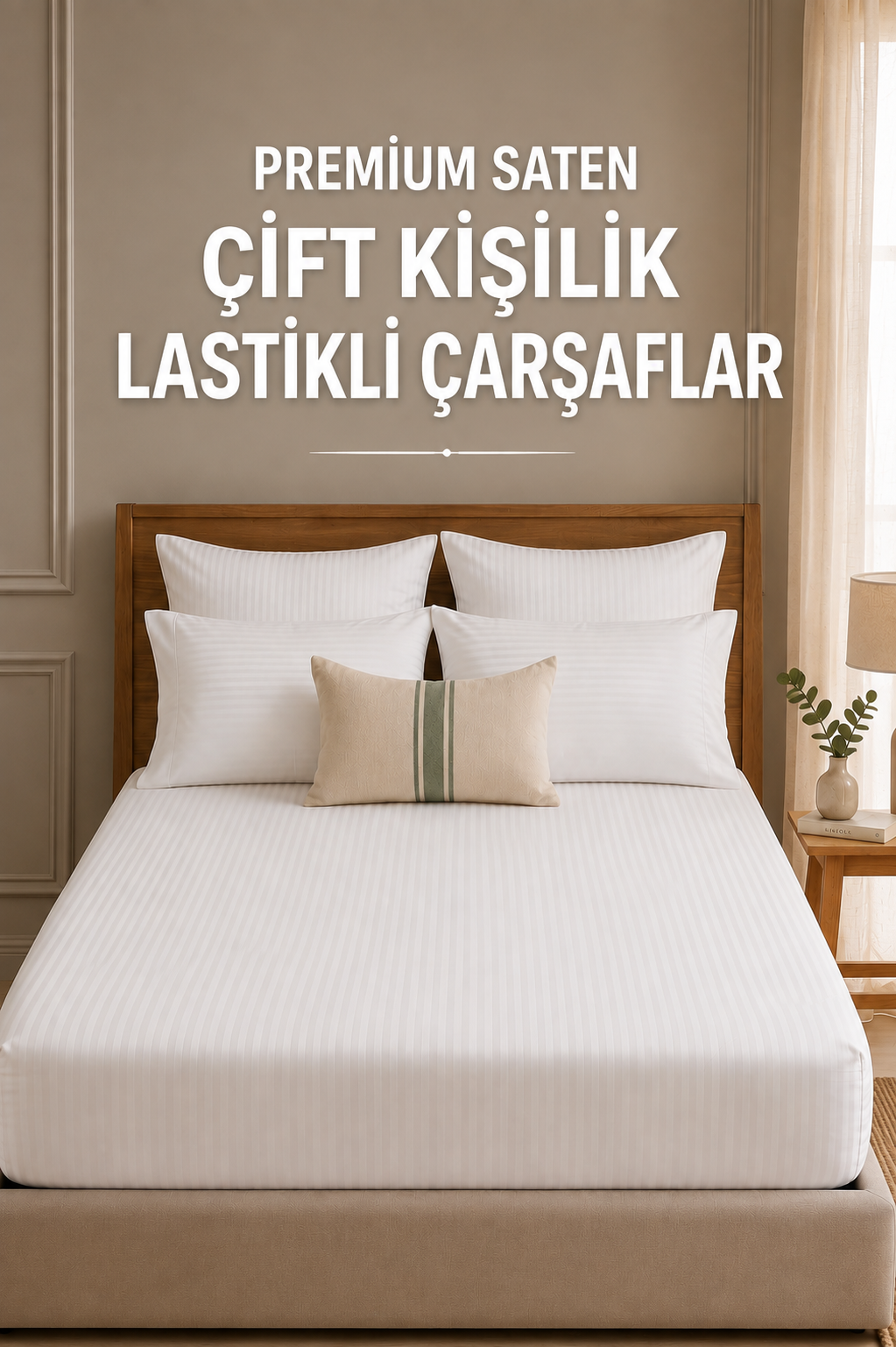 Premium Saten Çift Kişilik Lastikli Çarşaflar