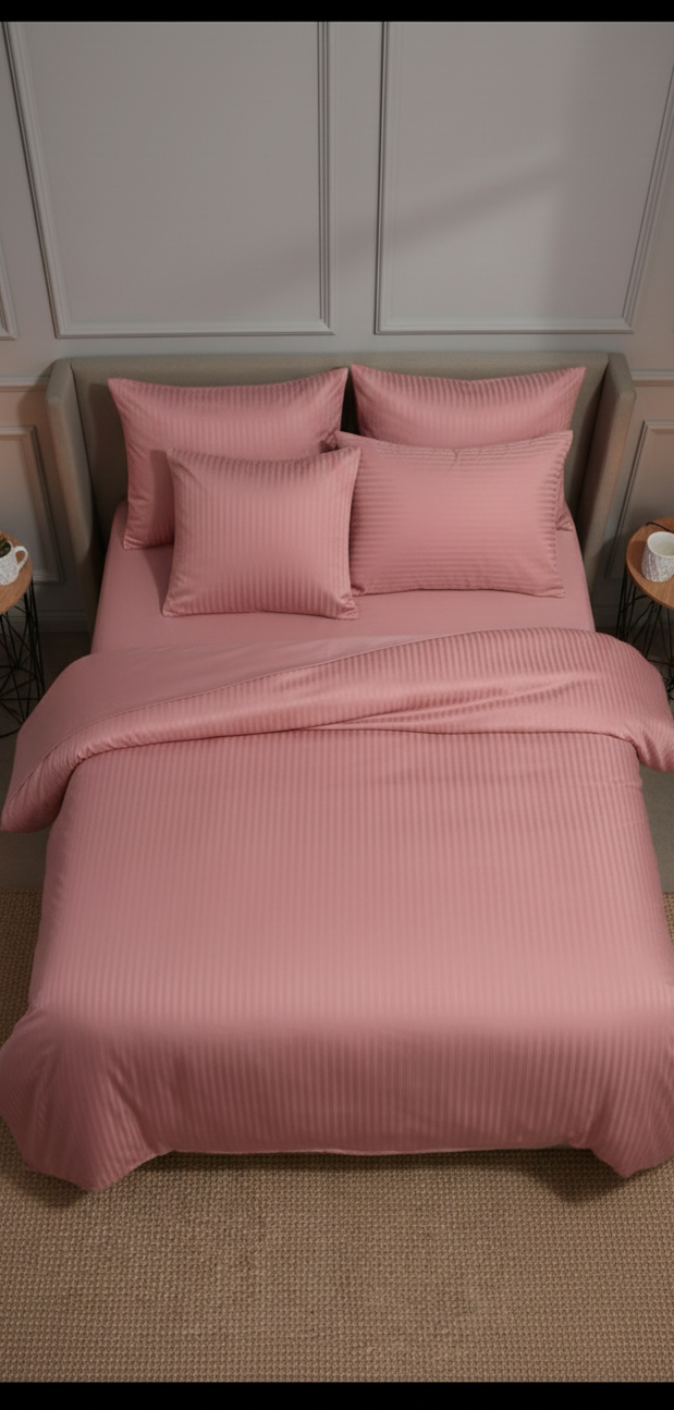 Özel Renk Saten Çift Kişilik Lastikli Çarşaflı Nevresim Takımı –  Yumuşak Dokulu