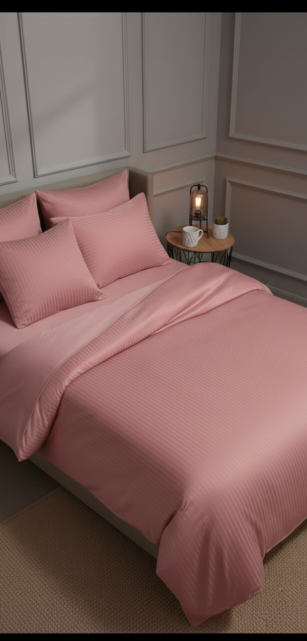 Özel Renk Saten Çift Kişilik Lastikli Çarşaflı Nevresim Takımı –  Yumuşak Dokulu