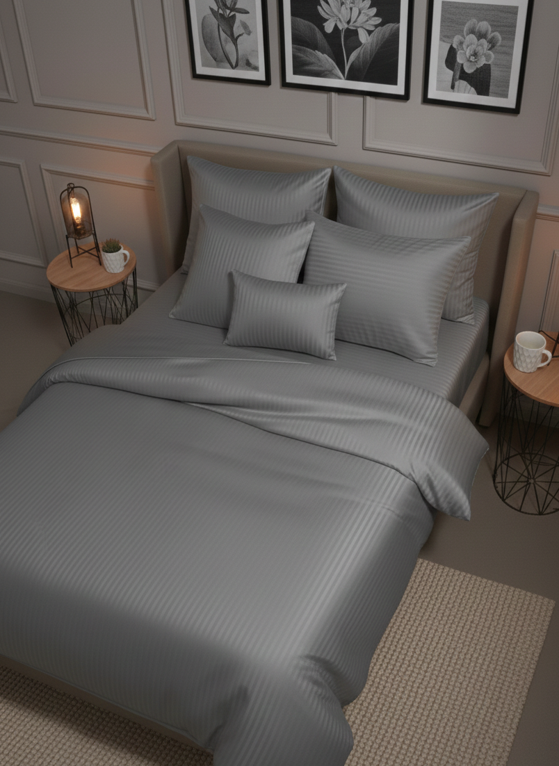 Özel Renk Saten Çift Kişilik Lastikli Çarşaflı Nevresim Takımı –  Yumuşak Dokulu