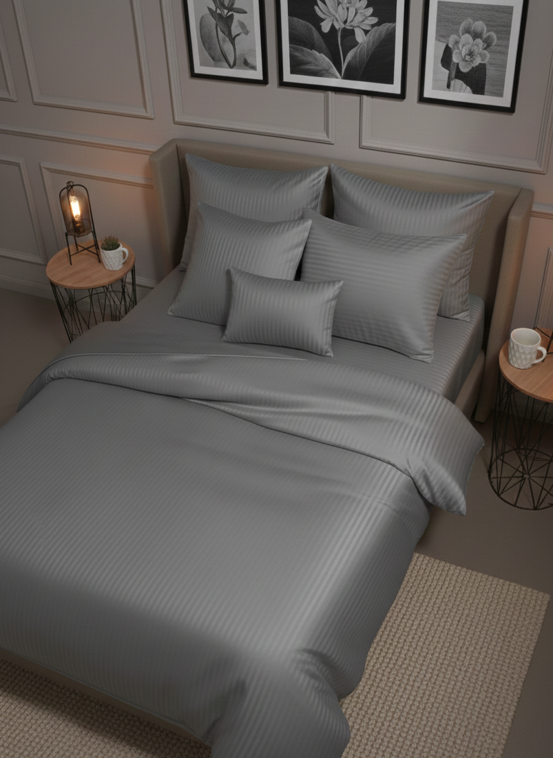 Özel Renk Saten Çift Kişilik Lastikli Çarşaflı Nevresim Takımı –  Yumuşak Dokulu