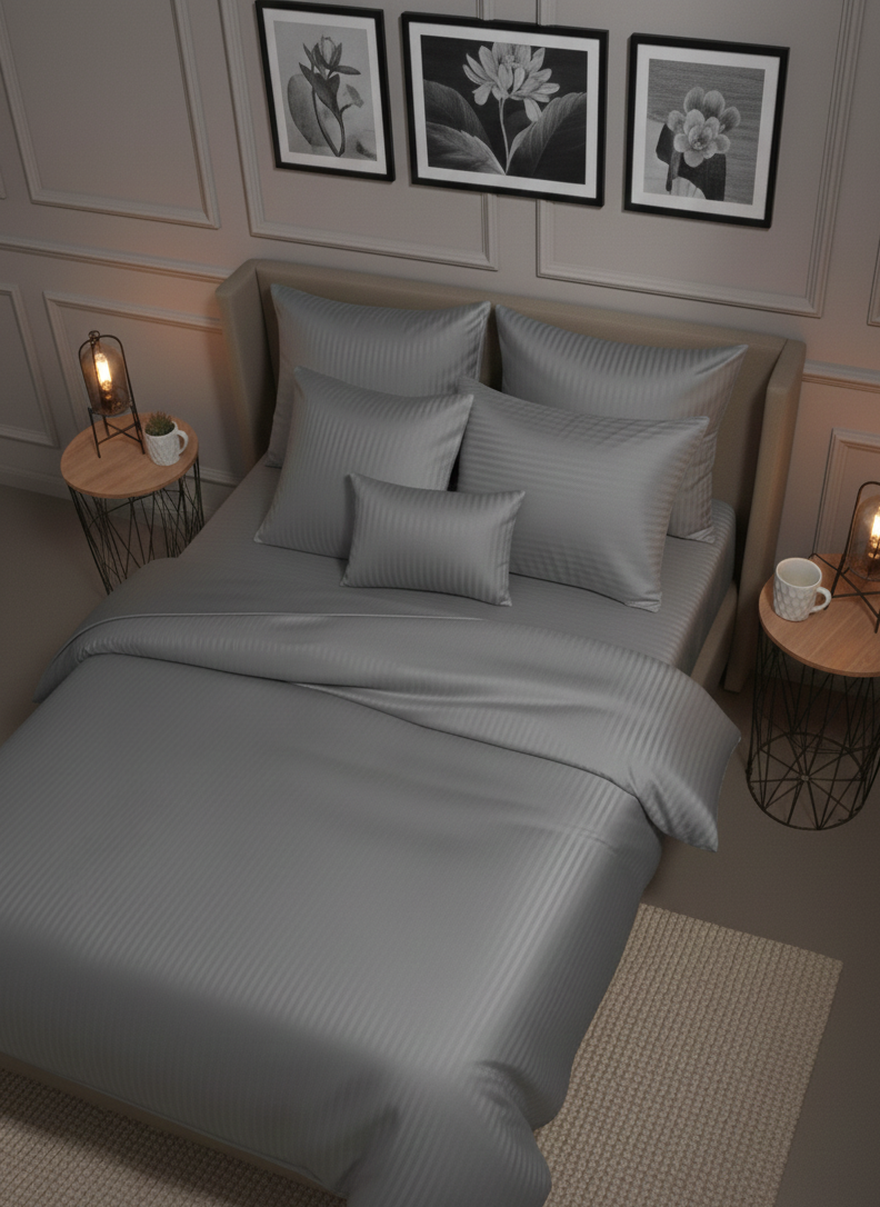 Özel Renk Saten Çift Kişilik Lastikli Çarşaflı Nevresim Takımı –  Yumuşak Dokulu