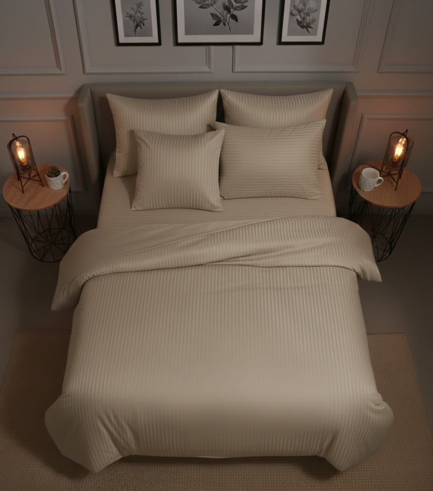 Özel Renk Saten Çift Kişilik Lastikli Çarşaflı Nevresim Takımı –  Yumuşak Dokulu