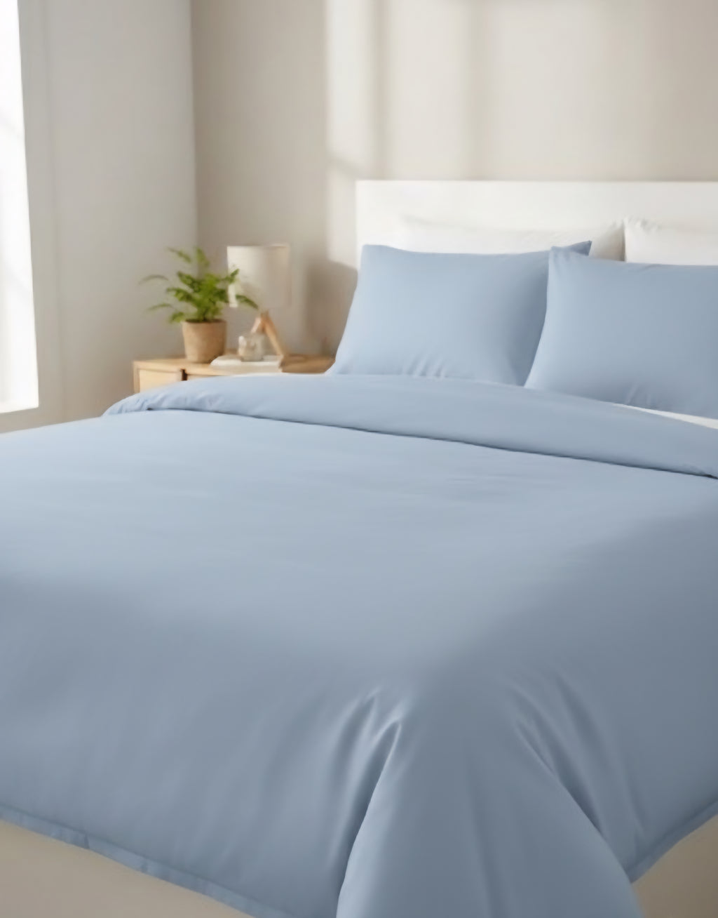 Düz Renk Tek Kişilik Lastikli Çarşaflı Nevresim Takımı