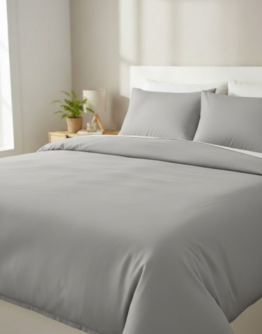 Düz Renk Tek Kişilik Lastikli Çarşaflı Nevresim Takımı