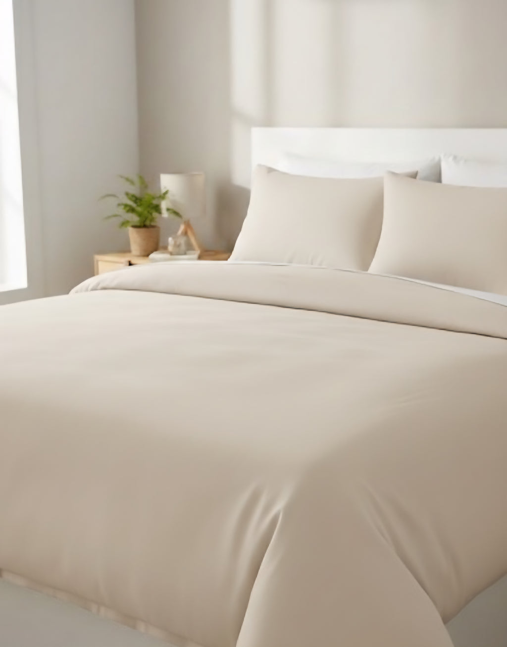 Düz Renk Lastikli Çarşaflı Çift Kişilik Nevresim Takımı