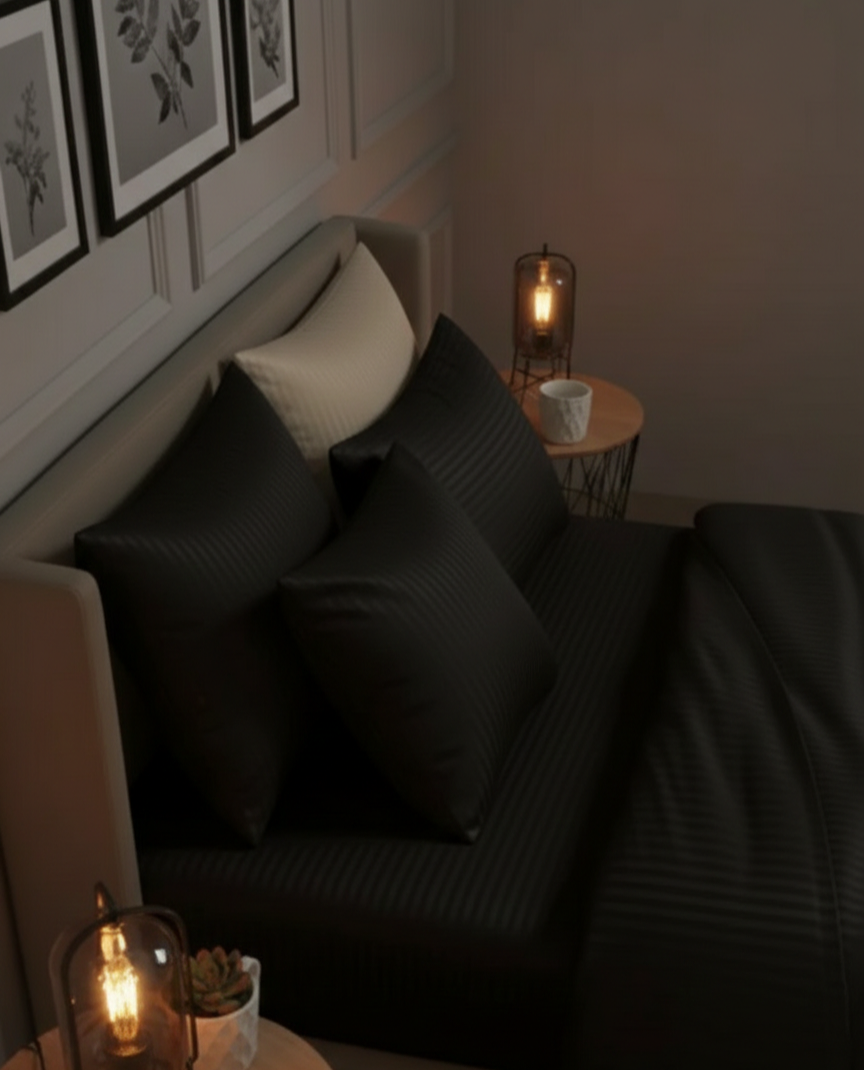 Özel Renk Saten Çift Kişilik Lastikli Çarşaflı Nevresim Takımı – Yumuşak Dokulu