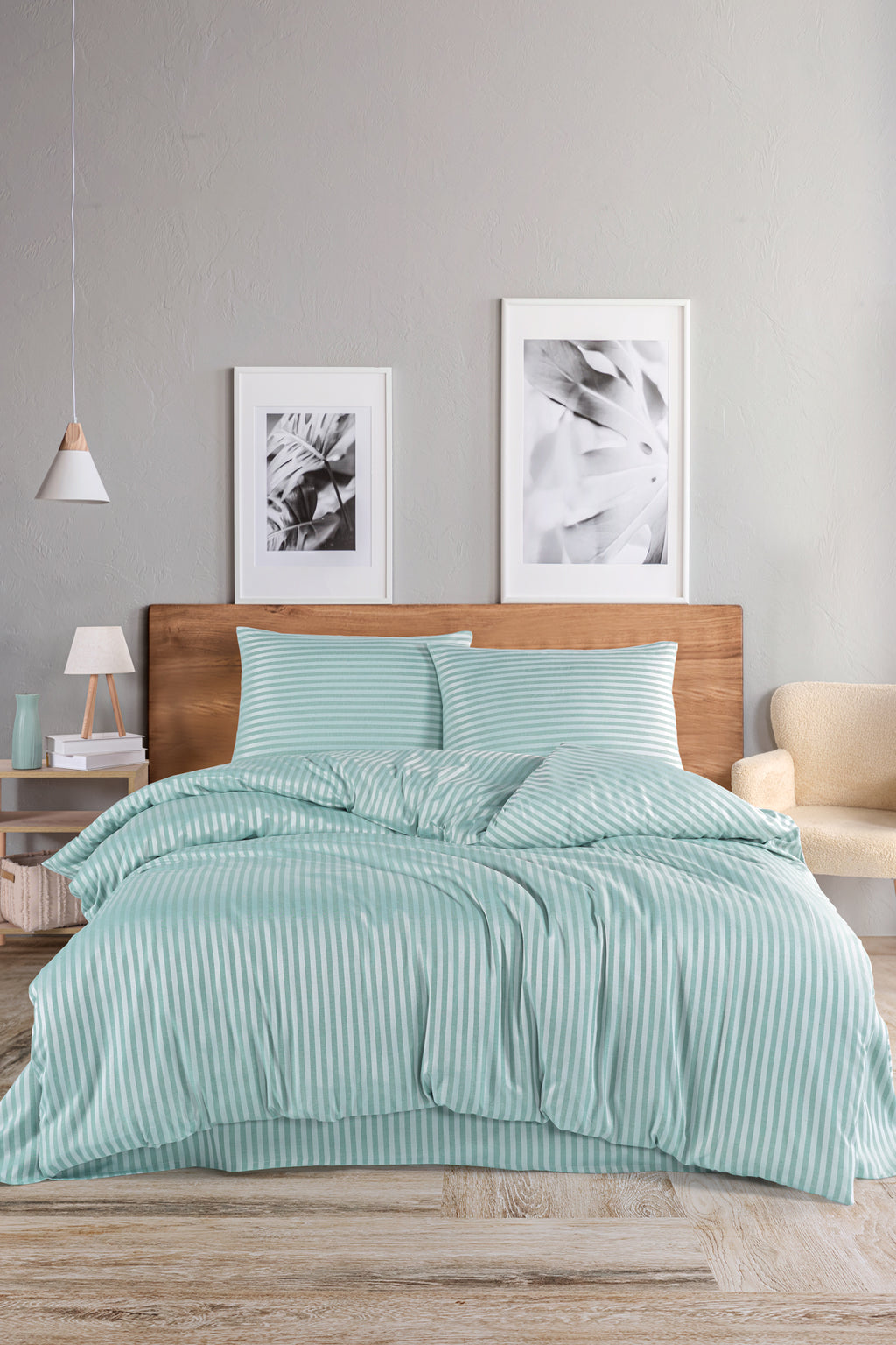 Saten Lastikli Çarşaflı Çift Kişilik Nevresim Takımı