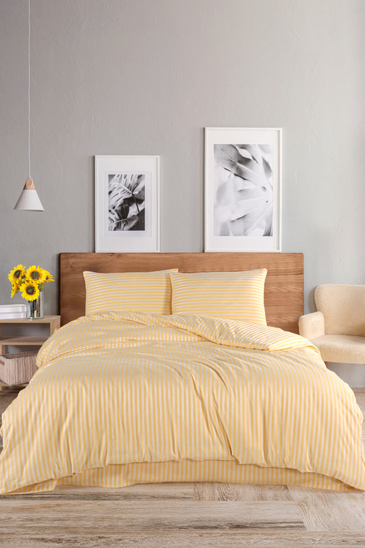 Pamuklu Saten Lastikli Çarşaflı Çift Kişilik Nevresim Takımı