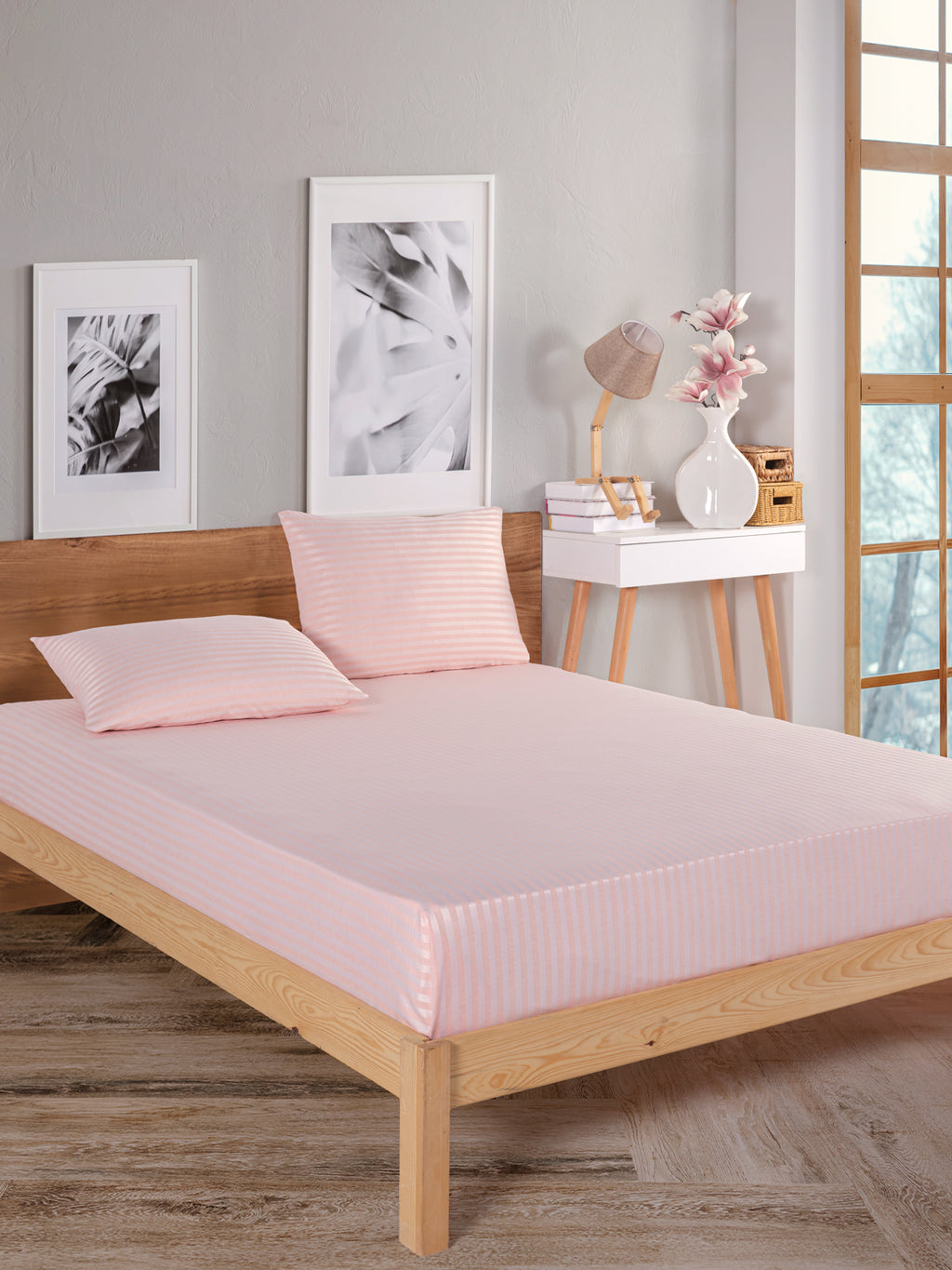 Saten Lastikli Çarşaflı Çift Kişilik Nevresim Takımı