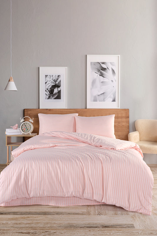 Pamuklu Saten Lastikli Çarşaflı Çift Kişilik Nevresim Takımı