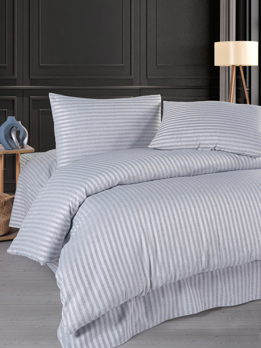 Saten Lastikli Çarşaflı Çift Kişilik Nevresim Takımı