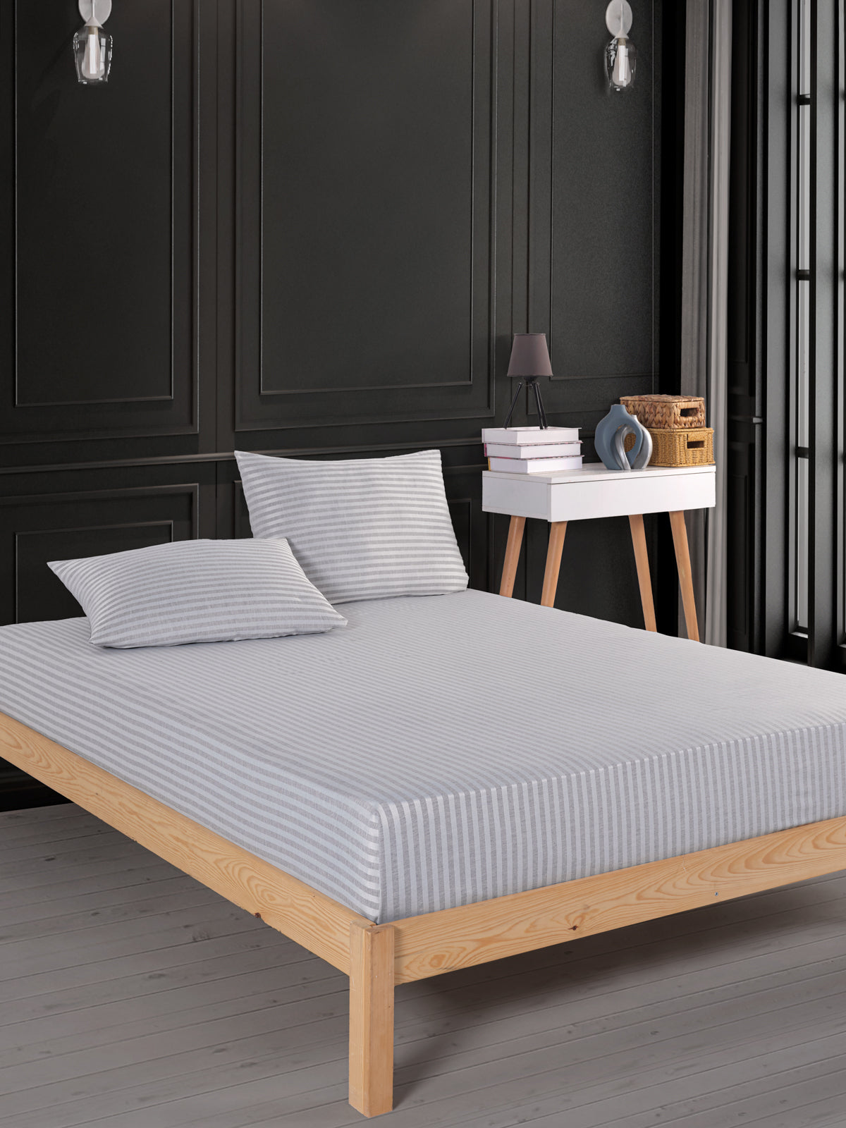 Saten Lastikli Çarşaflı Çift Kişilik Nevresim Takımı