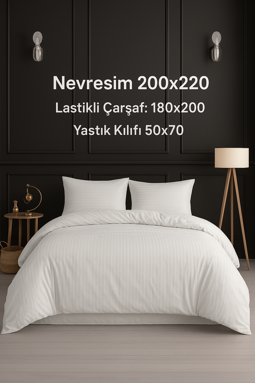 Saten Lastikli Çarşaflı Çift Kişilik Nevresim Takımı