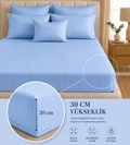 Premium Saten Pamuklu Çift Kişilik Lastikli Çarşaf + 2Adet Yastık Kılıfı Seti Bebe Mavisi