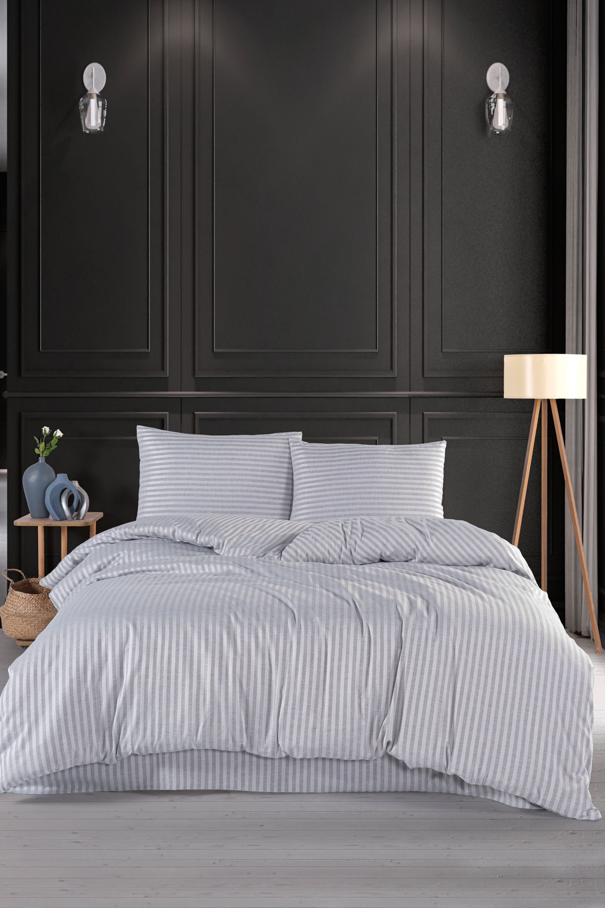 Saten Lastikli Çarşaflı Çift Kişilik Nevresim Takımı