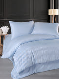 Einzelbett-Bettwäsche-Set mit Satin-Spannbetttuch, Blau (1 Kissenbezug)