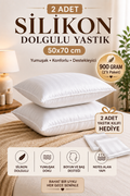 2’Lİ SİLİKON DOLGULU YASTIK + 2 ADET SATEN YASTIK KILIFI HEDİYE