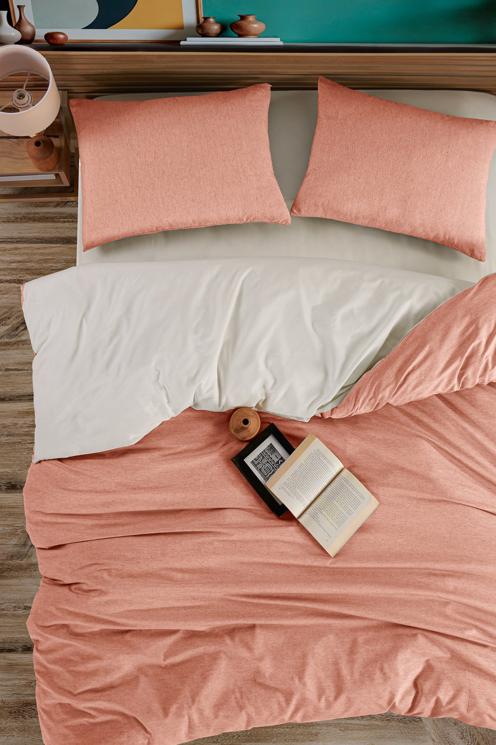 Düz Renk Tek Kişilik Lastikli Çarşaflı Nevresim Takımı