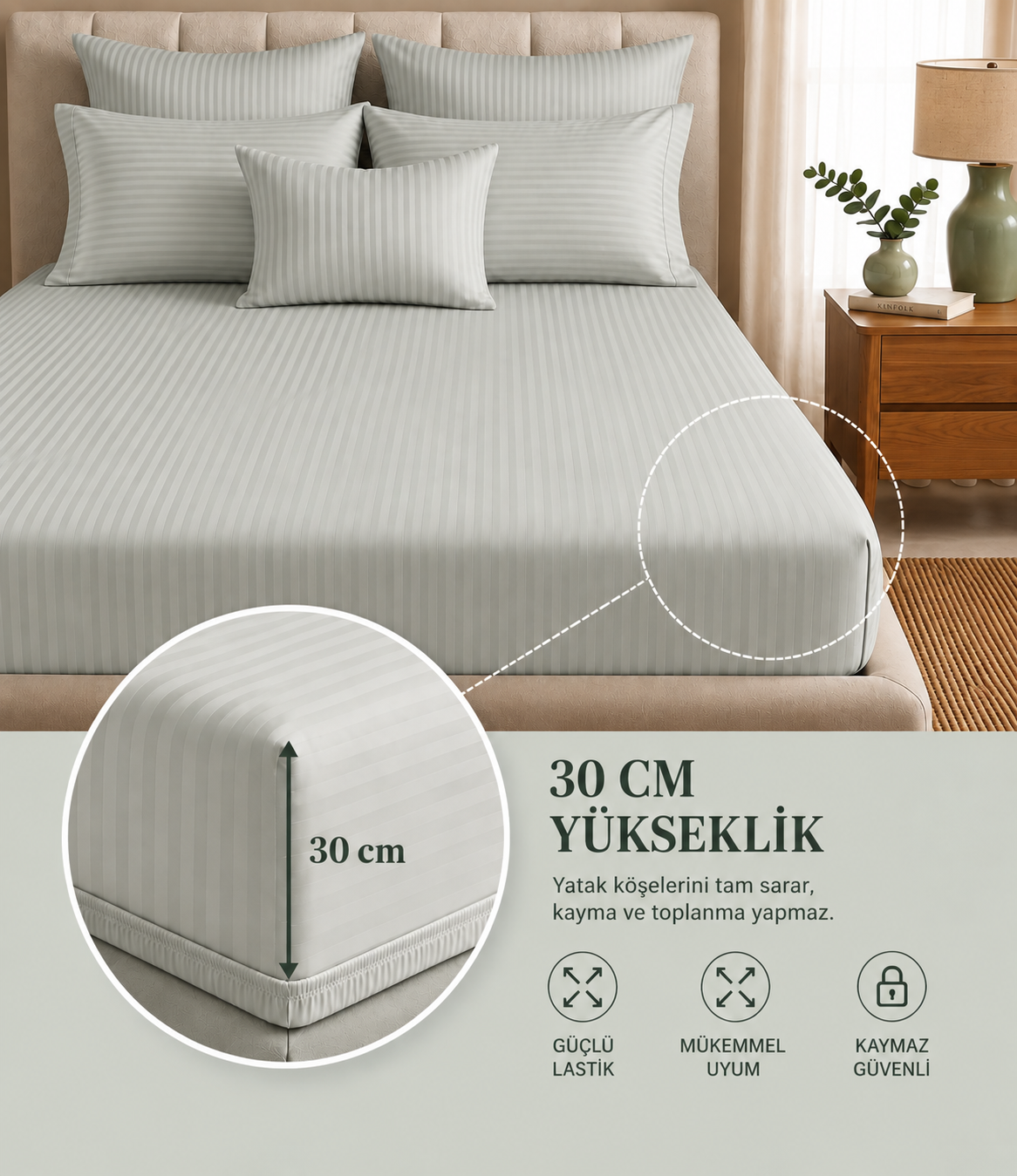 Özel Renk Pamuklu Saten Çift Kişilik Lastikli Çarşaflı Nevresim Takımı Mint Yeşili – Yumuşak Dokulu (Yastık Kılıfı 2 Adet)