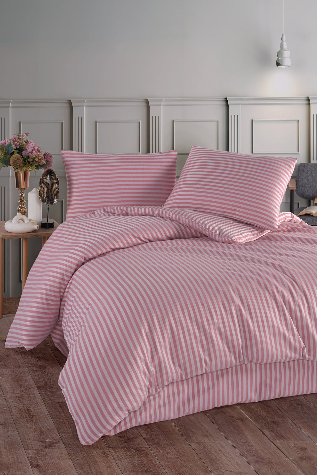 Saten Lastikli Çarşaflı Çift Kişilik Nevresim Takımı