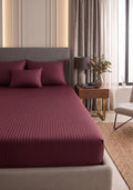 Tek Kişilik Premium Saten Lastikli Çarşaf + 1 Adet Yastık Kılıfı  Bordo