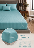 Premium Saten Pamuklu  Çift Kişilik Lastikli Çarşaf + 2 Adet Yastık Kılıfı Seti