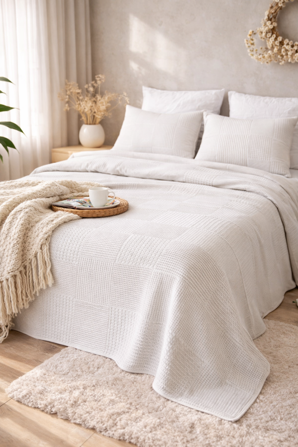 %100 Pamuk Yatak Örtüsü Takımı 240x260 Cm  – Çift Yastık Kılıfı Dahil, Nefes Alan Şık ve Konforlu